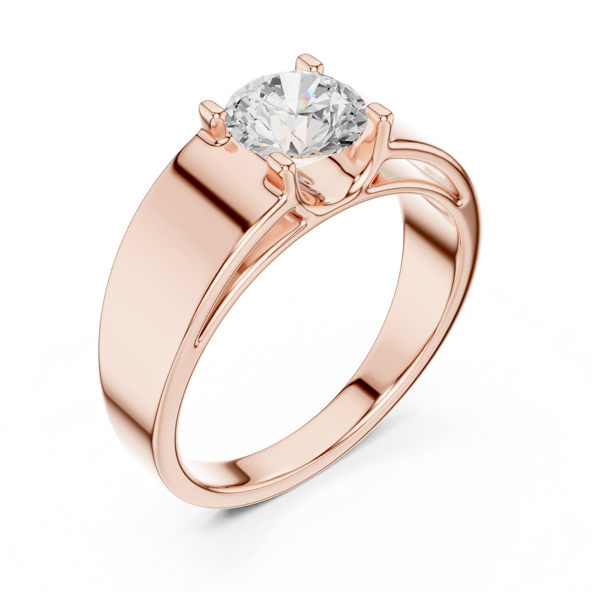 Round Diamond Collet Men's Solitaire in Rose Gold - VYKA Diamonds