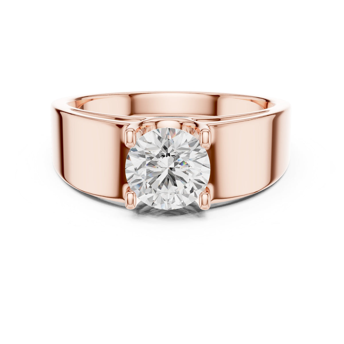 Round Diamond Collet Men's Solitaire in Rose Gold - VYKA Diamonds