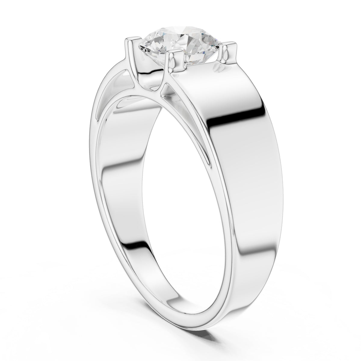 Round Diamond Collet Men's Solitaire in White Gold - VYKA Diamonds