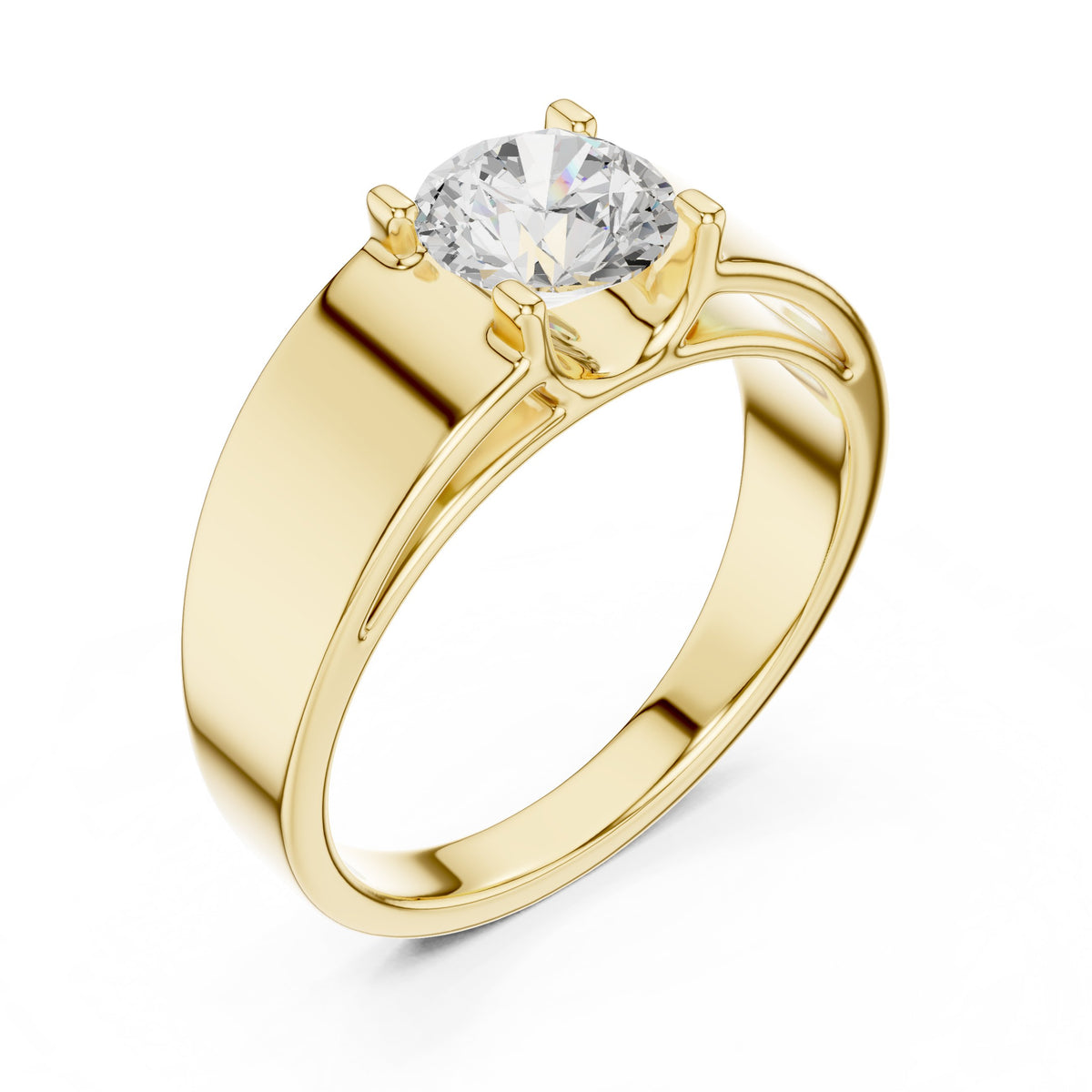 Round Diamond Collet Men's Solitaire in Yellow Gold - VYKA Diamonds
