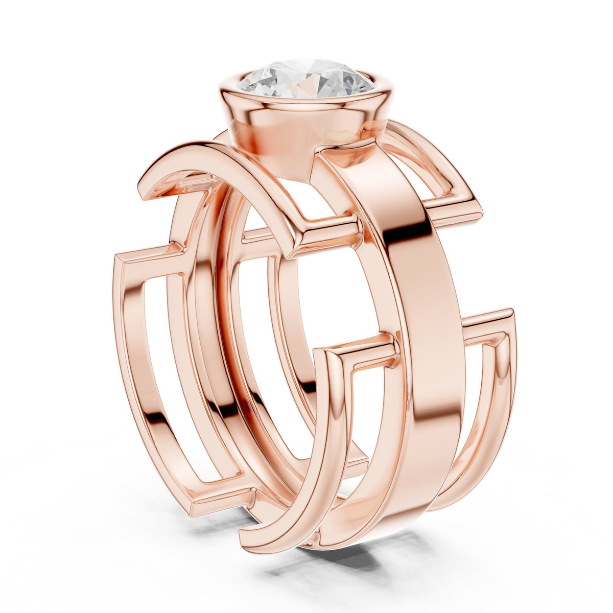 Open Frame Round Diamond Men's Ring