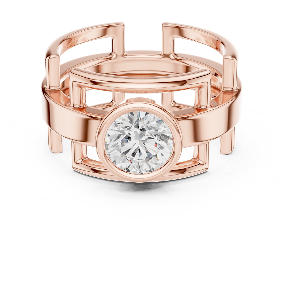 Open Frame Round Diamond Men's Ring