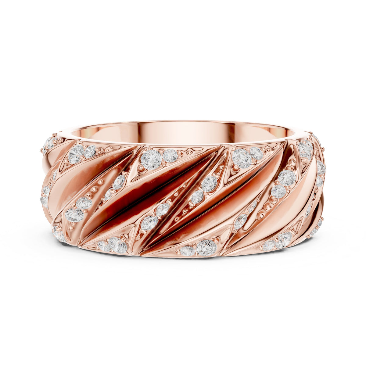 Twisted Pavé Men's Diamond Band in Rose Gold - VYKA Diamonds