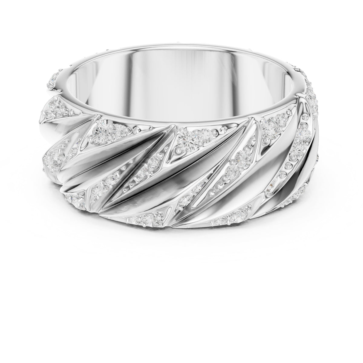 Twisted Pavé Men's Diamond Band