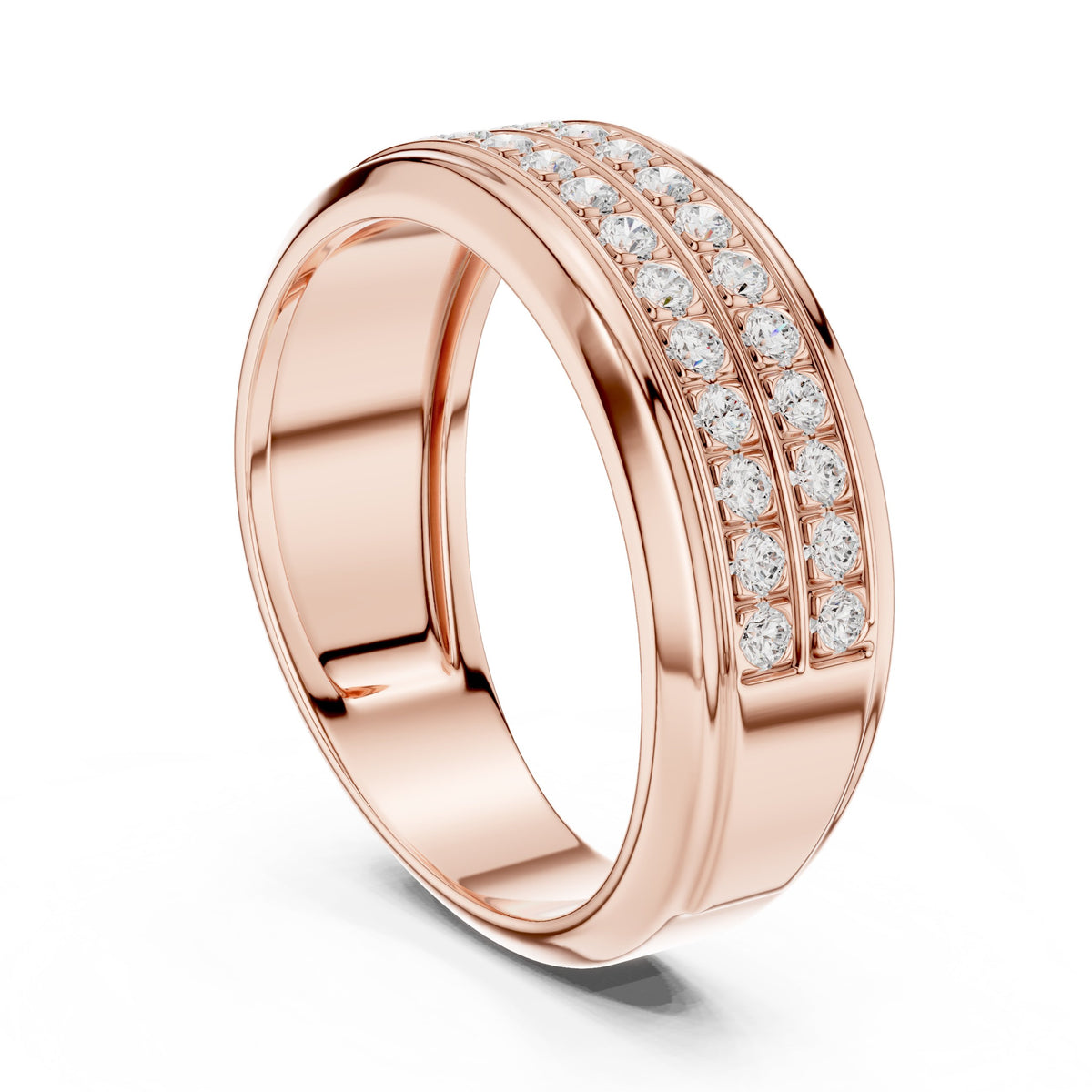 Three Row Pavé Men's Diamond Band