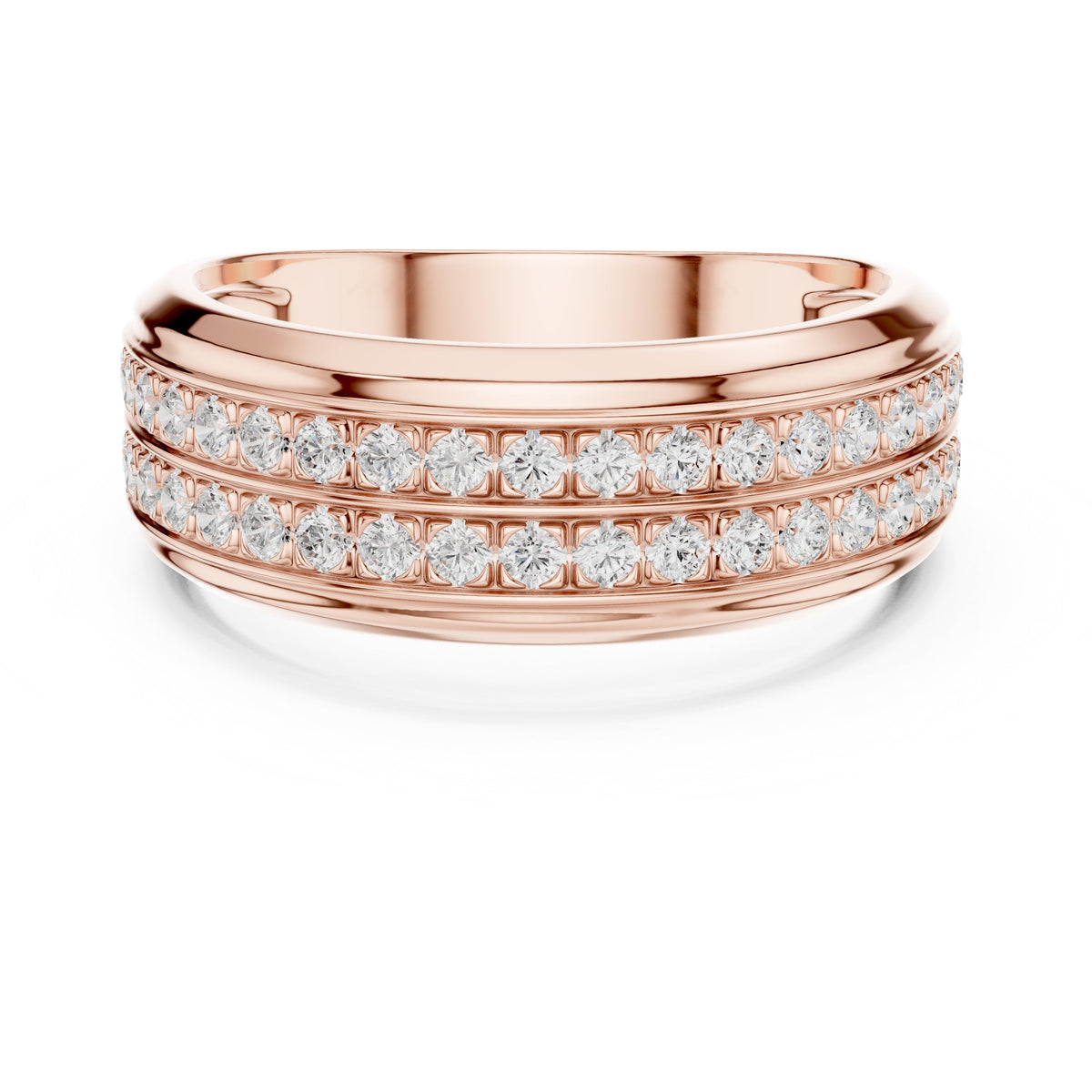 Three Row Pavé Men's Diamond Band