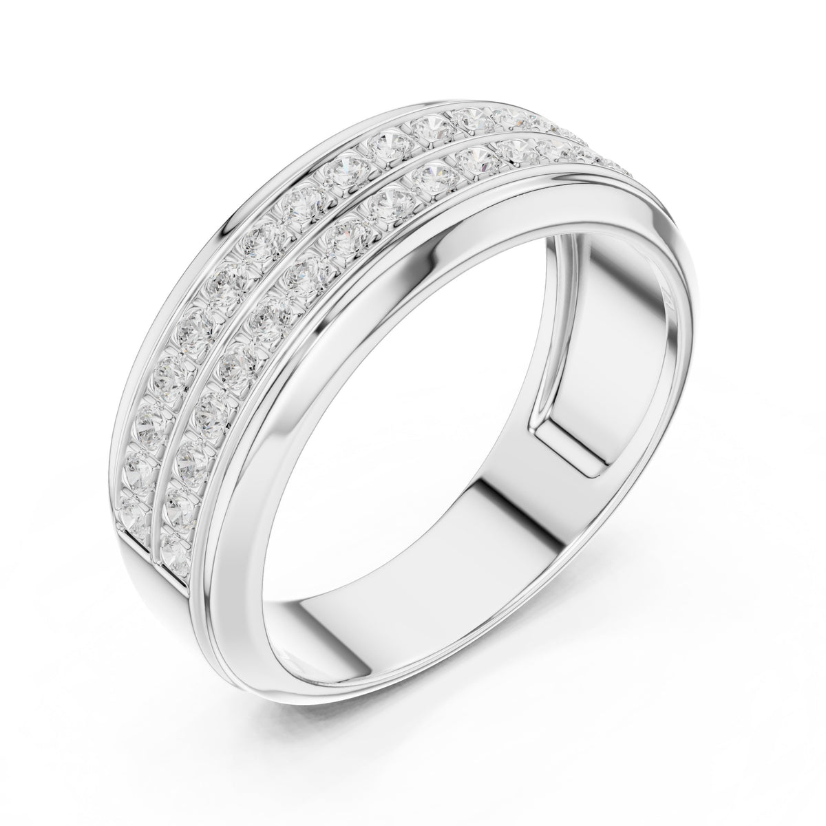 Three Row Pavé Men's Diamond Band