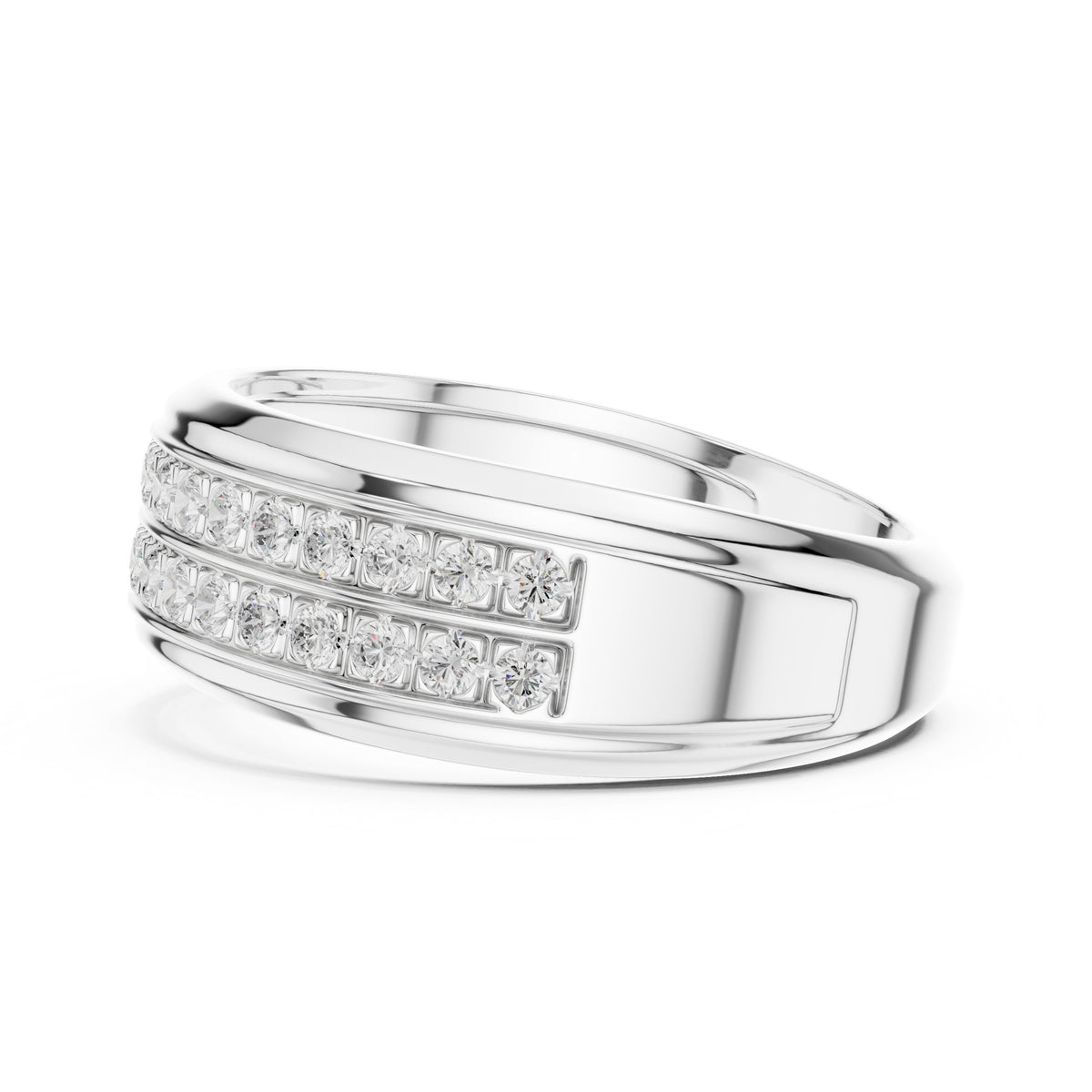 Three Row Pavé Men's Diamond Band