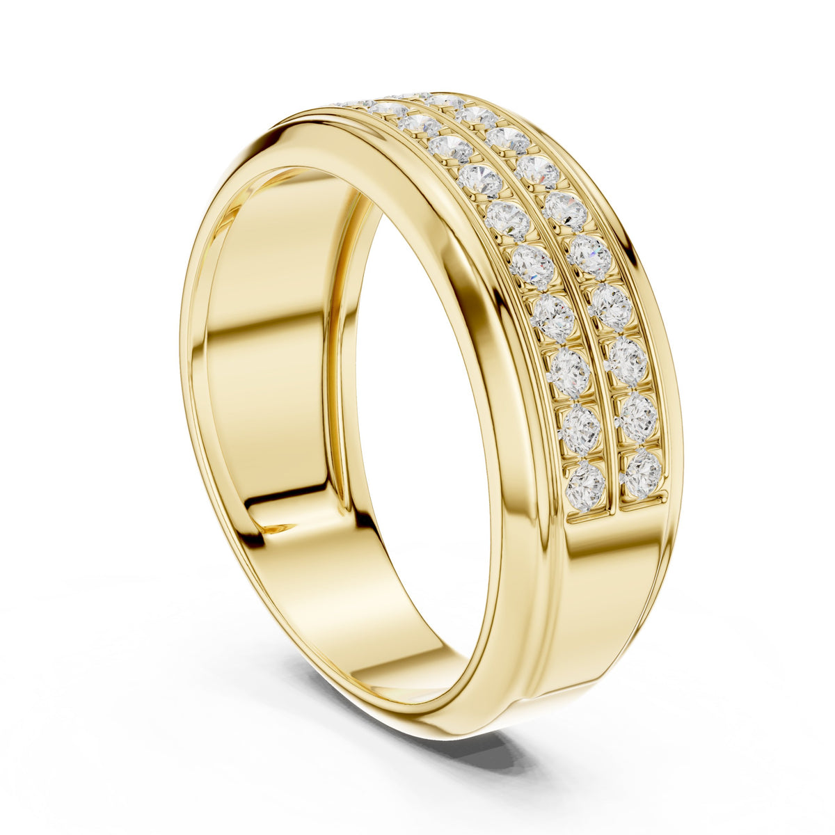 Three Row Pavé Men's Diamond Band