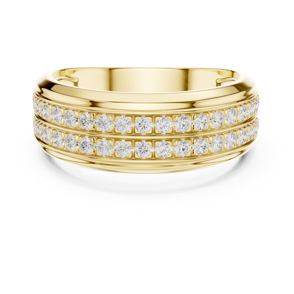 Three Row Pavé Men's Diamond Band