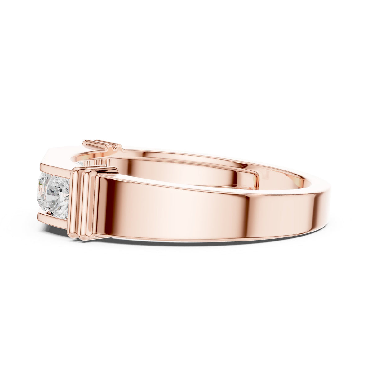 Five Stone Men's Diamond Band in Rose Gold - VYKA Diamonds