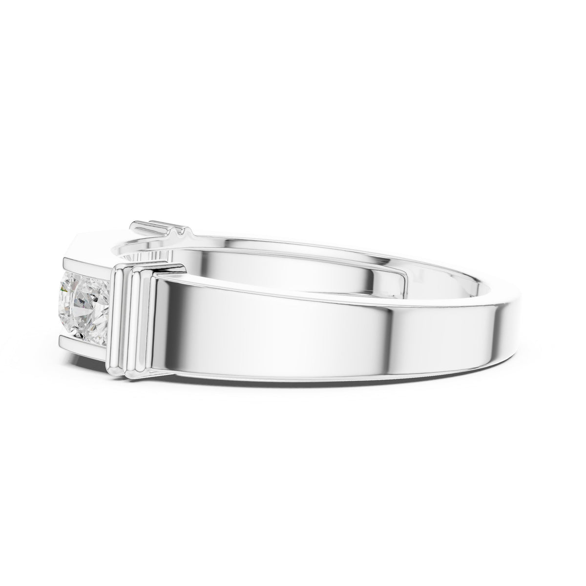 Five Stone Men's Diamond Band in White Gold - VYKA Diamonds