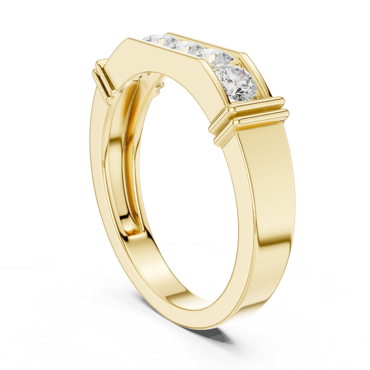 Five Stone Men's Diamond Band in Yellow Gold - VYKA Diamonds