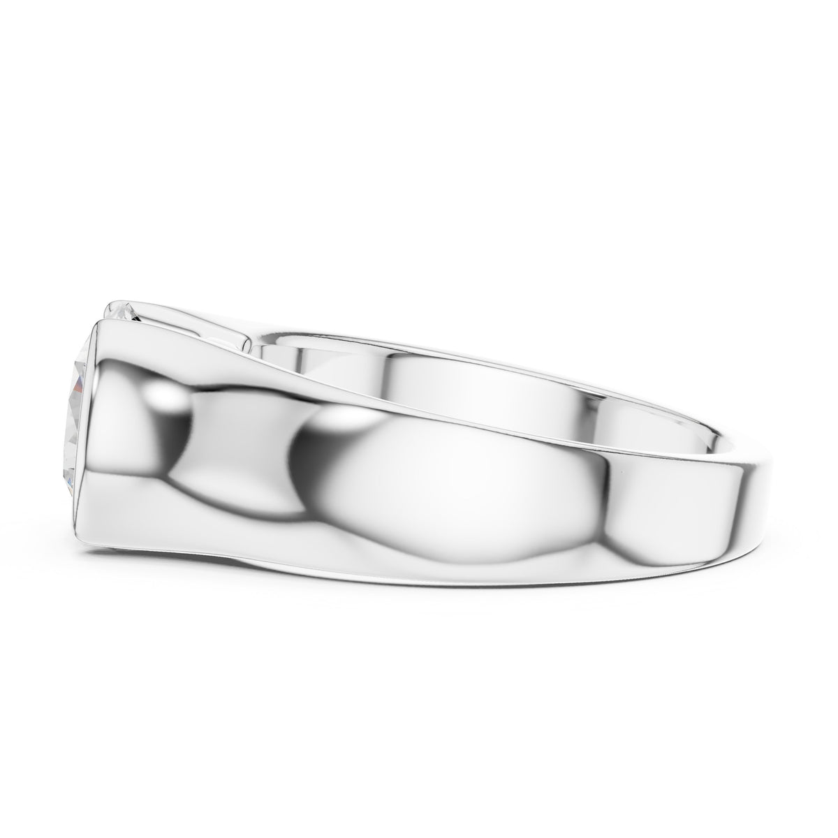 Half Bezel Round Diamond Men's Solitaire