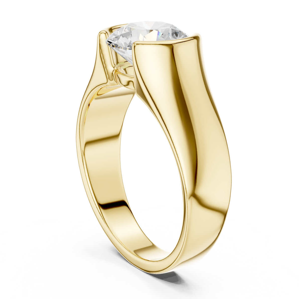 Half Bezel Round Diamond Men's Solitaire