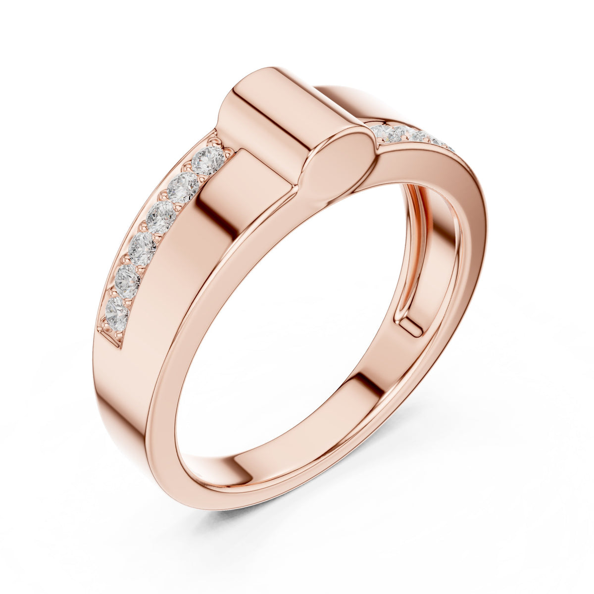 Gold Bar Pavé Men's Band in Rose Gold - VYKA Diamonds