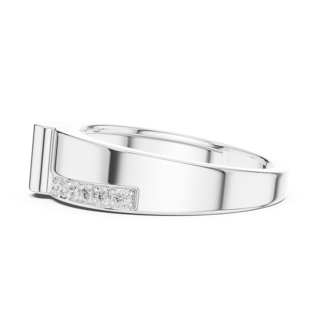 Gold Bar Pavé Men's Band in White Gold - VYKA Diamonds