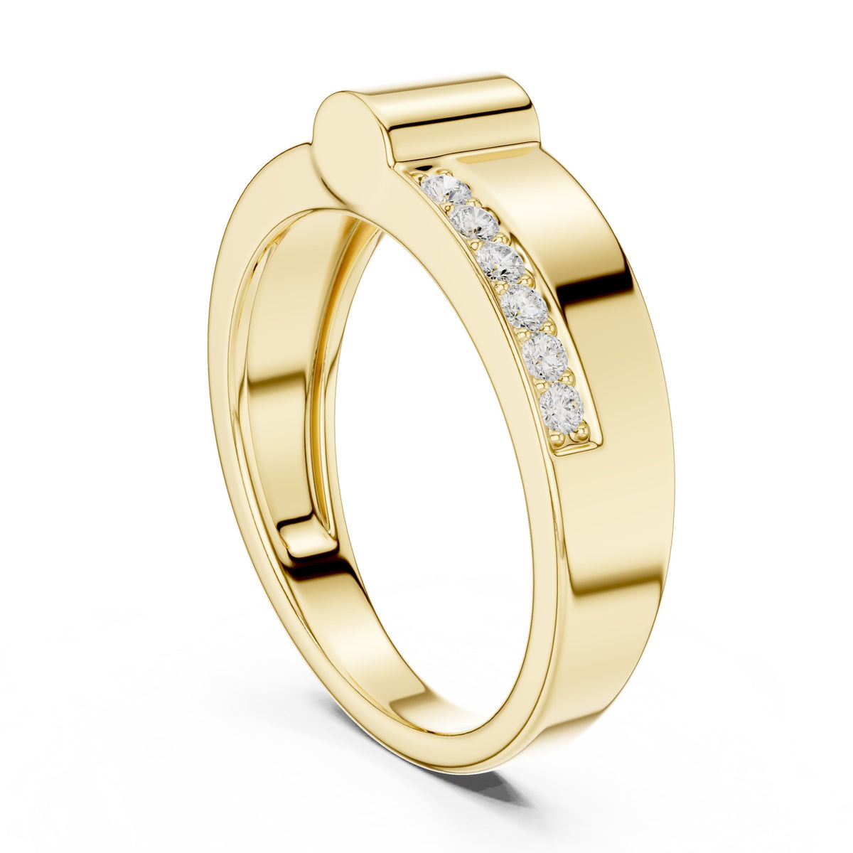Gold Bar Pavé Men's Band in Yellow Gold - VYKA Diamonds