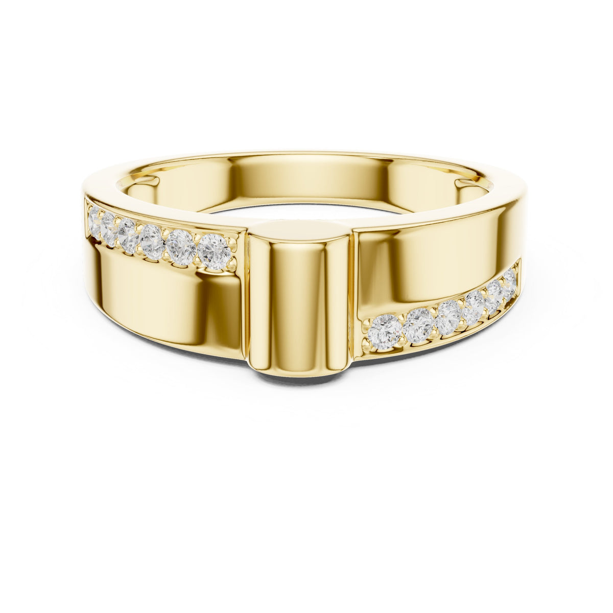 Gold Bar Pavé Men's Band in Yellow Gold - VYKA Diamonds