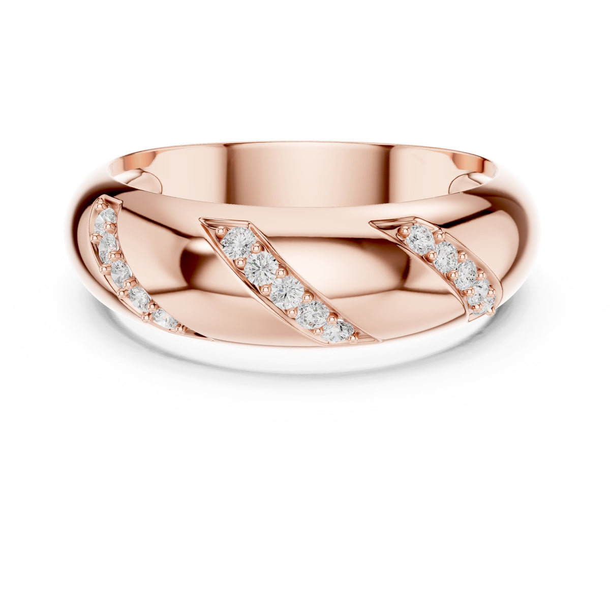 Diagonal Diamond Dome Band in Rose Gold - VYKA Diamonds
