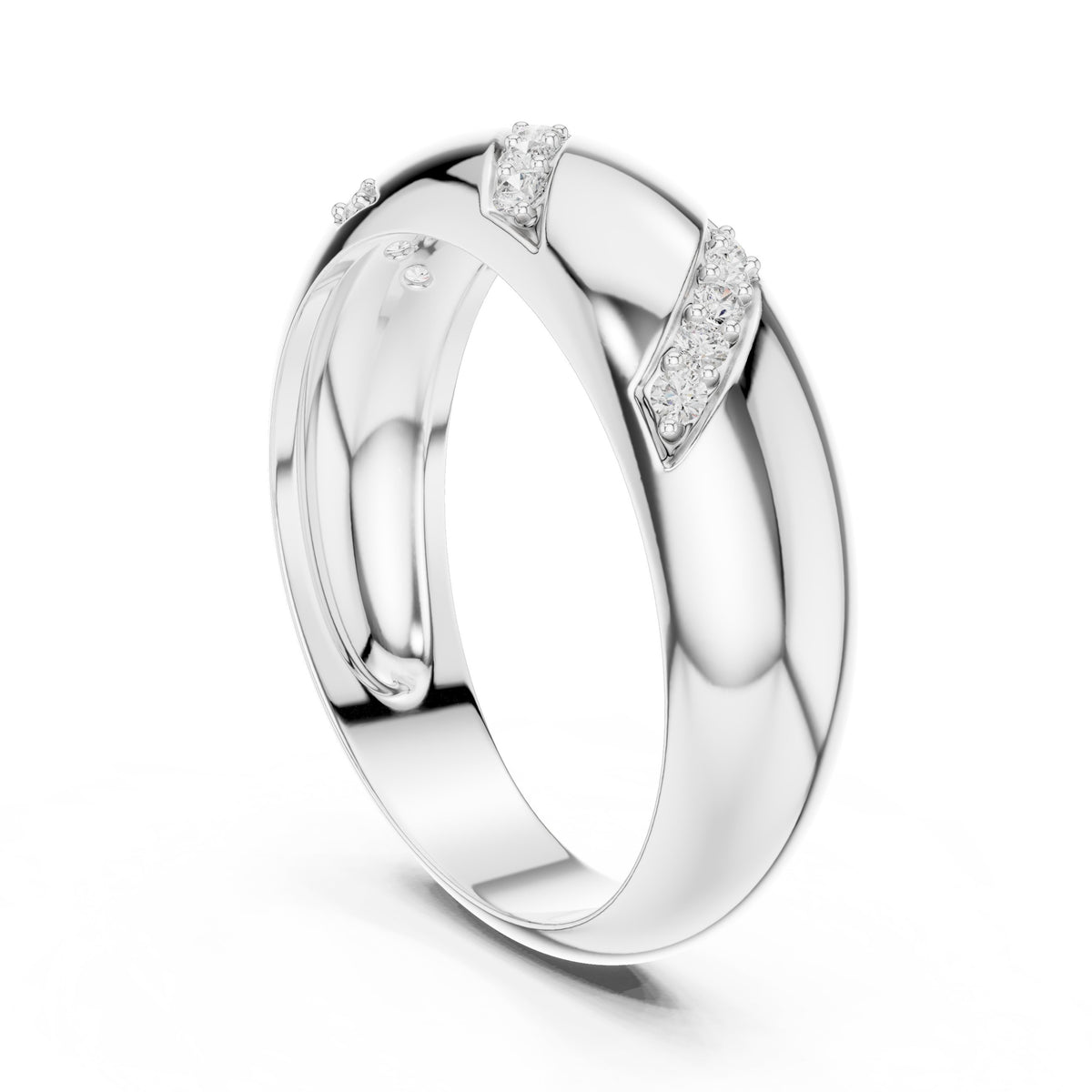 Diagonal Diamond Dome Band in White Gold - VYKA Diamonds