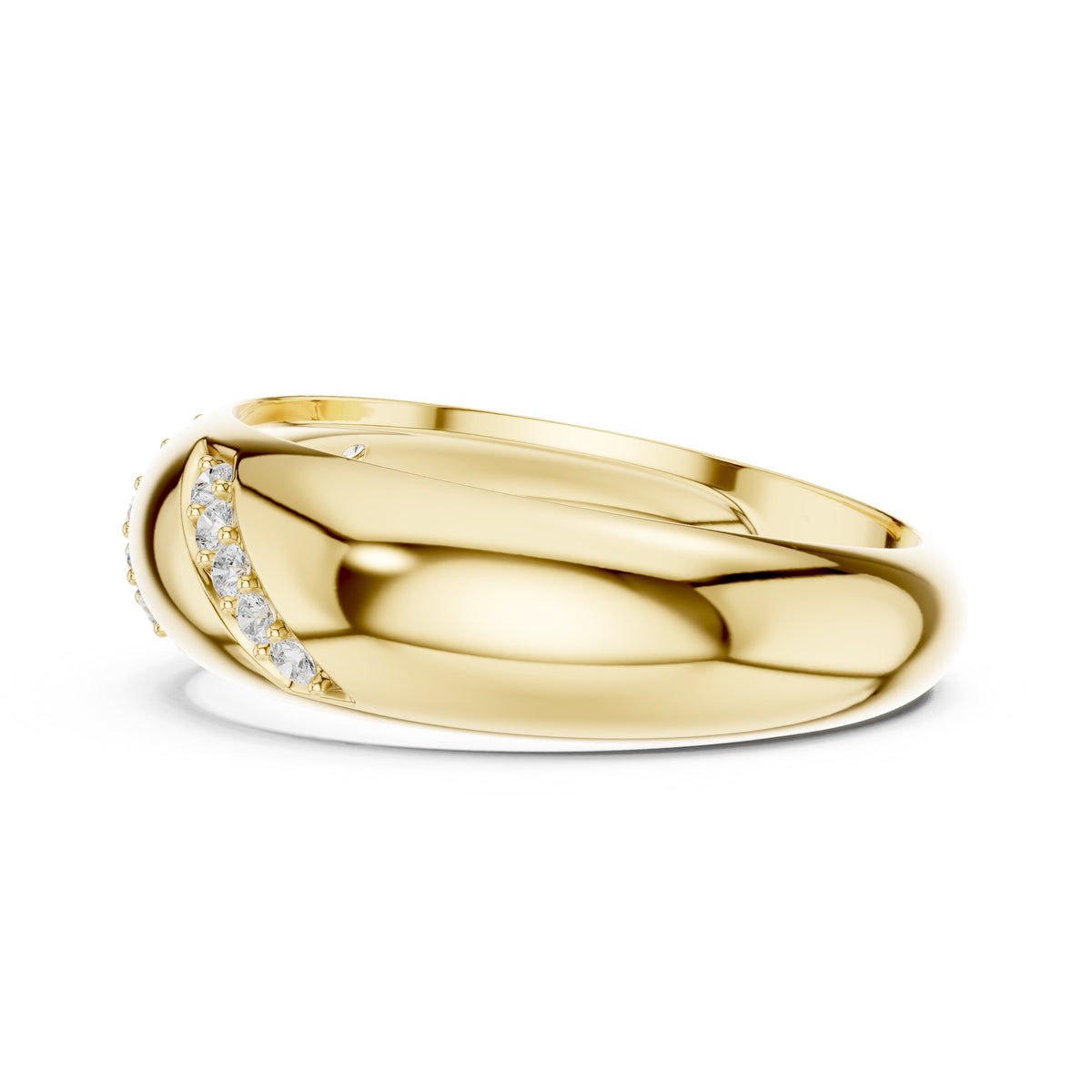 Diagonal Diamond Dome Band in Yellow Gold - VYKA Diamonds