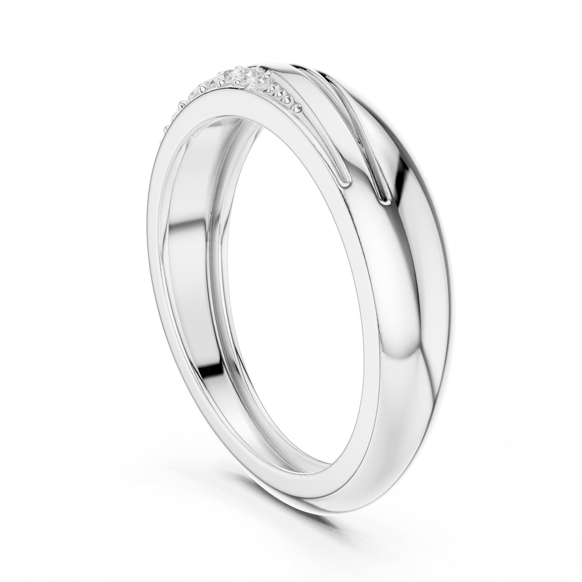 Wave Pavé Diamond Band in White Gold - VYKA Diamonds