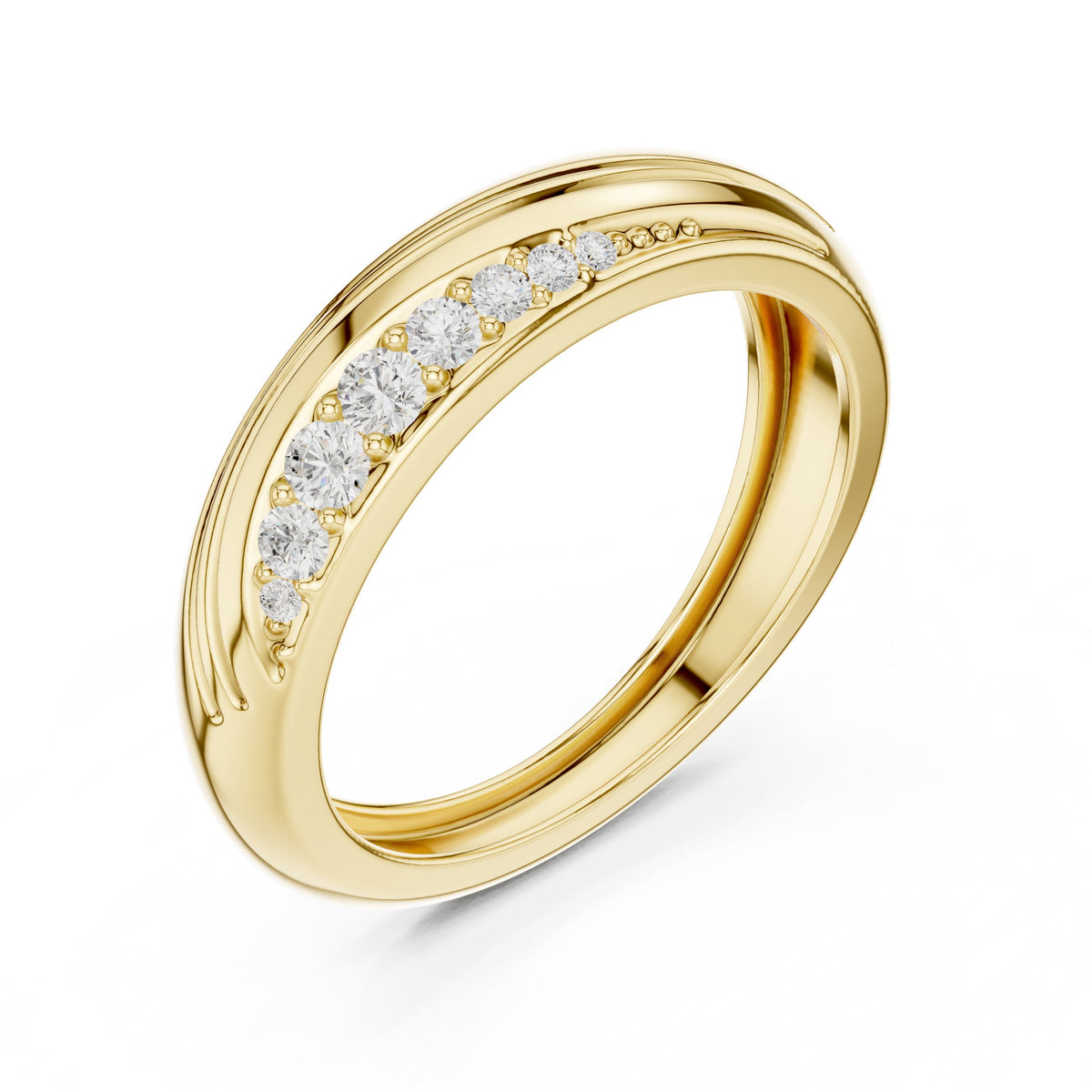 Wave Pavé Diamond Band in Yellow Gold - VYKA Diamonds