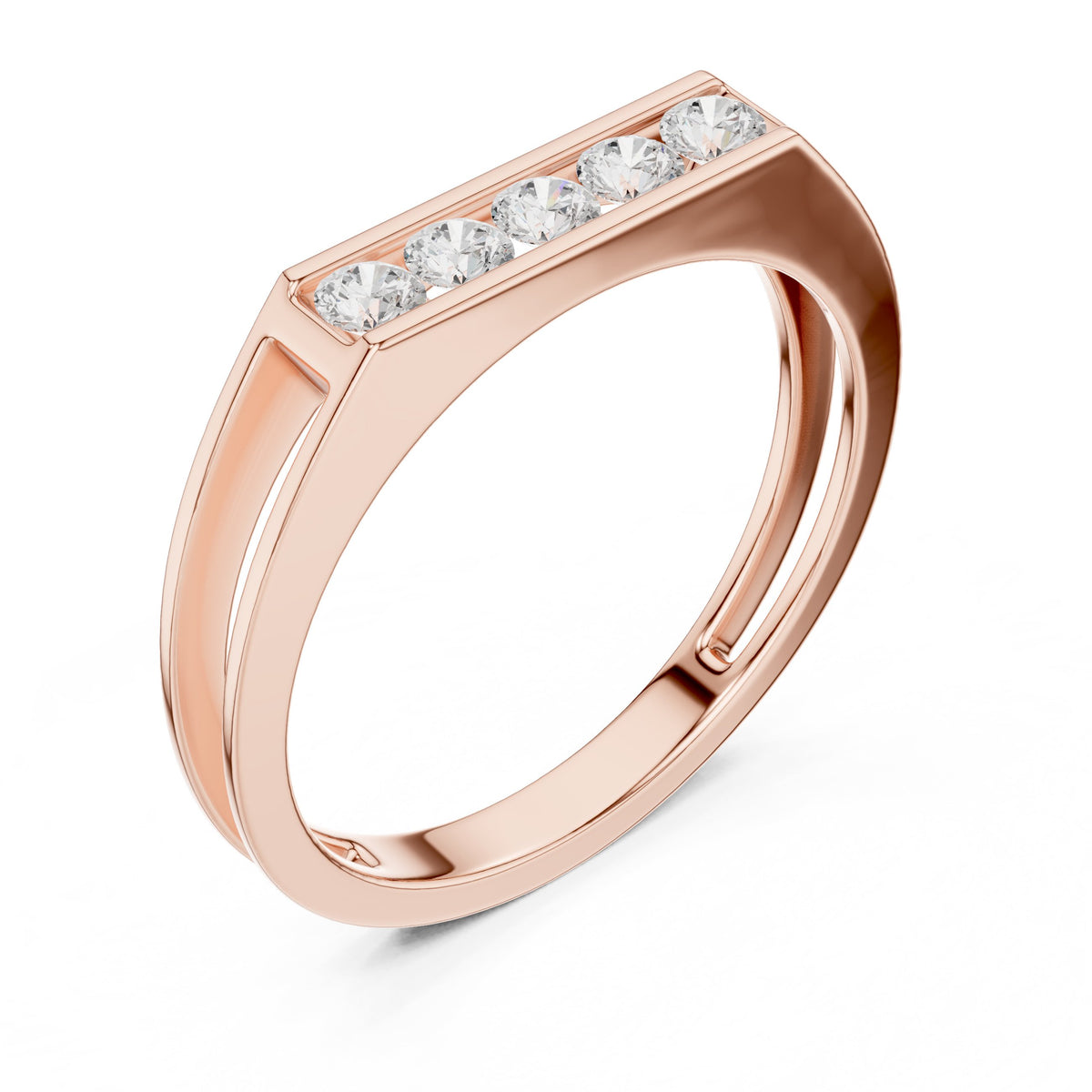Raised Channel Men's Diamond Band in Rose Gold - VYKA Diamonds