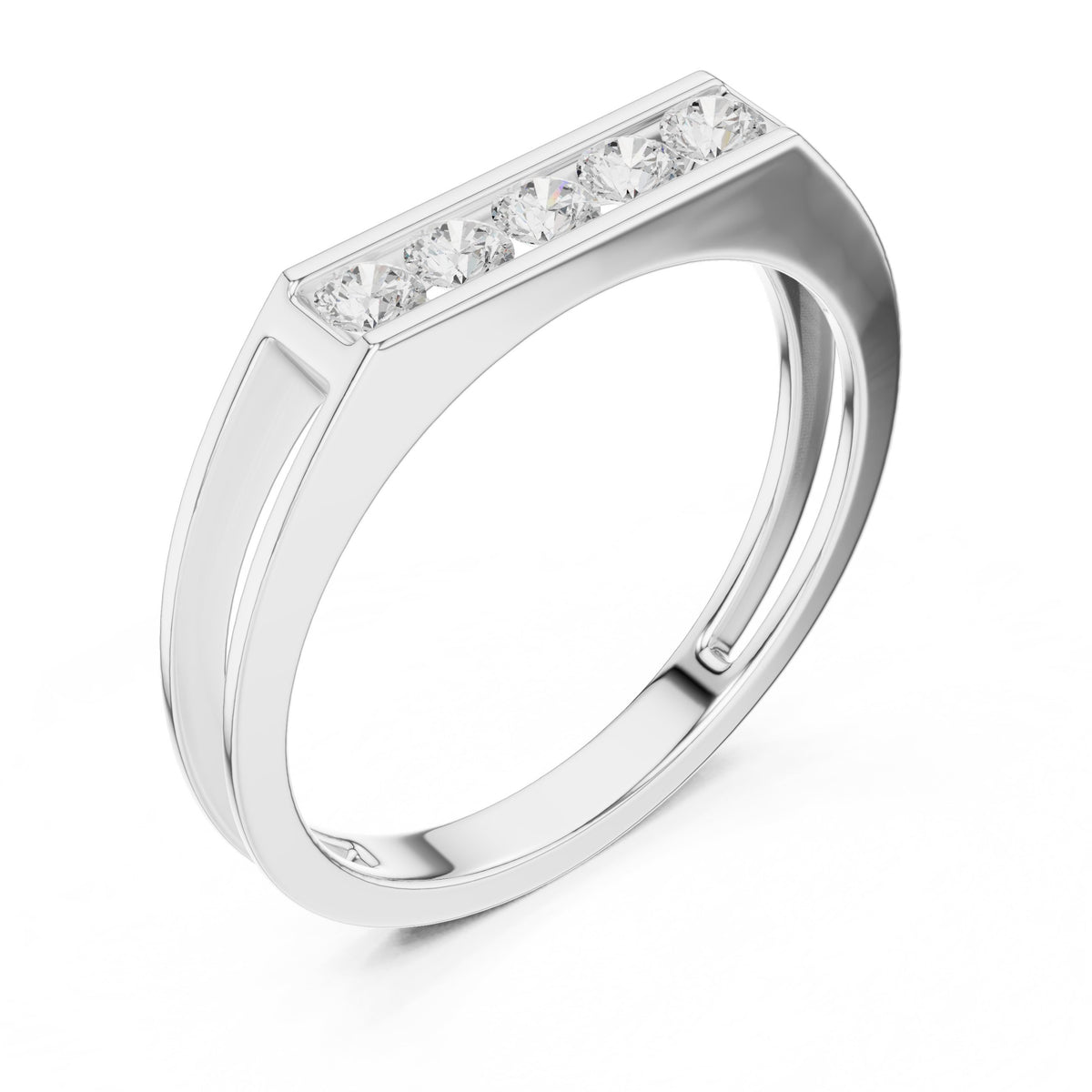 Raised Channel Men's Diamond Band in White Gold - VYKA Diamonds