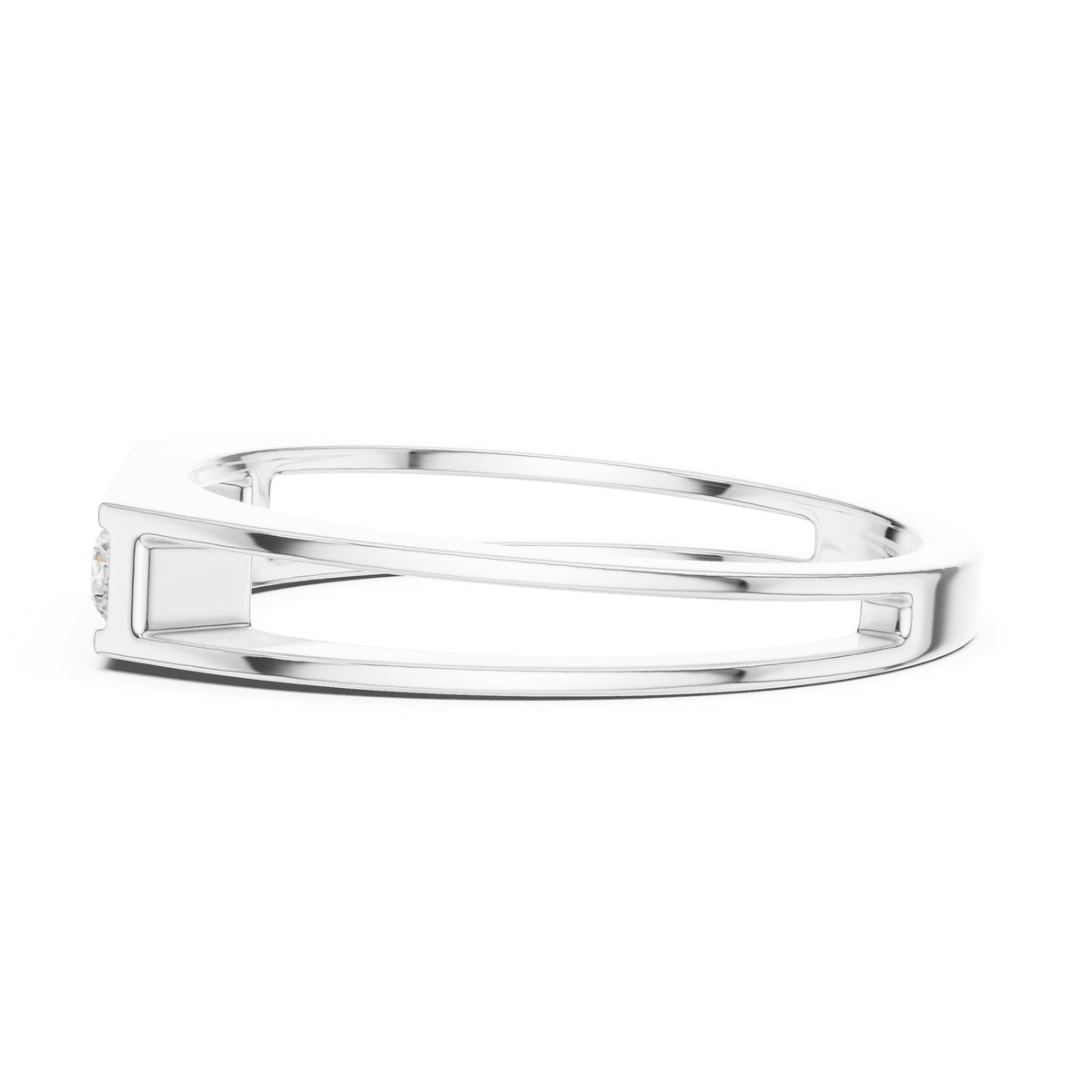 Raised Channel Men's Diamond Band in White Gold - VYKA Diamonds