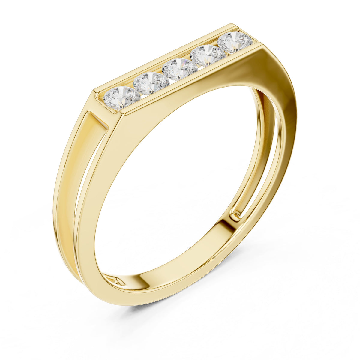 Raised Channel Men's Diamond Band