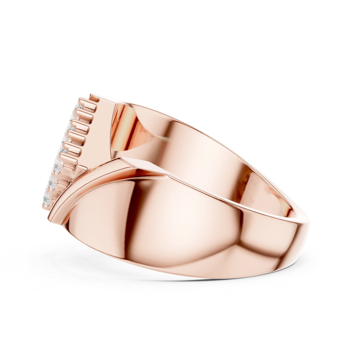 Diagonal Pavé Statement Men's Ring in Rose Gold - VYKA Diamonds