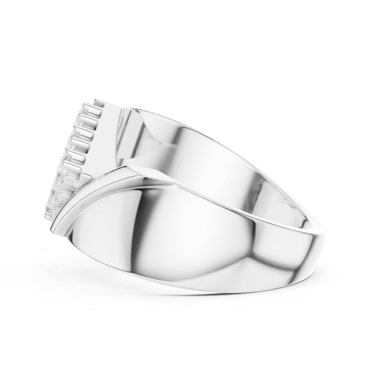 Diagonal Pavé Statement Men's Ring in White Gold - VYKA Diamonds