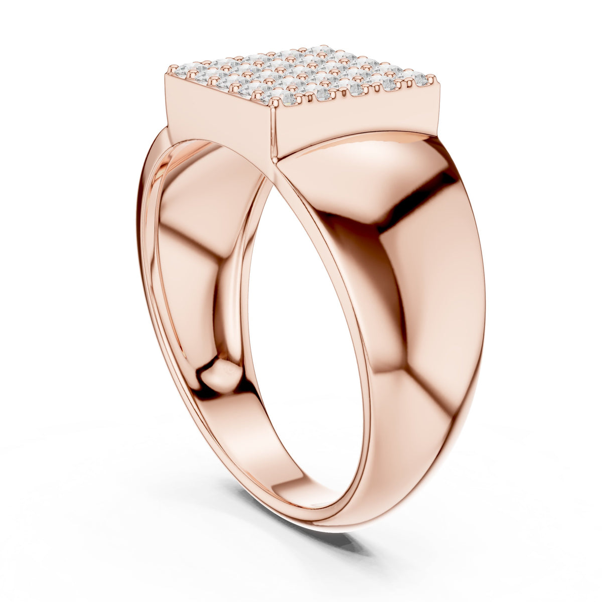 Square Pavé Signet Men's Ring in Rose Gold - VYKA Diamonds