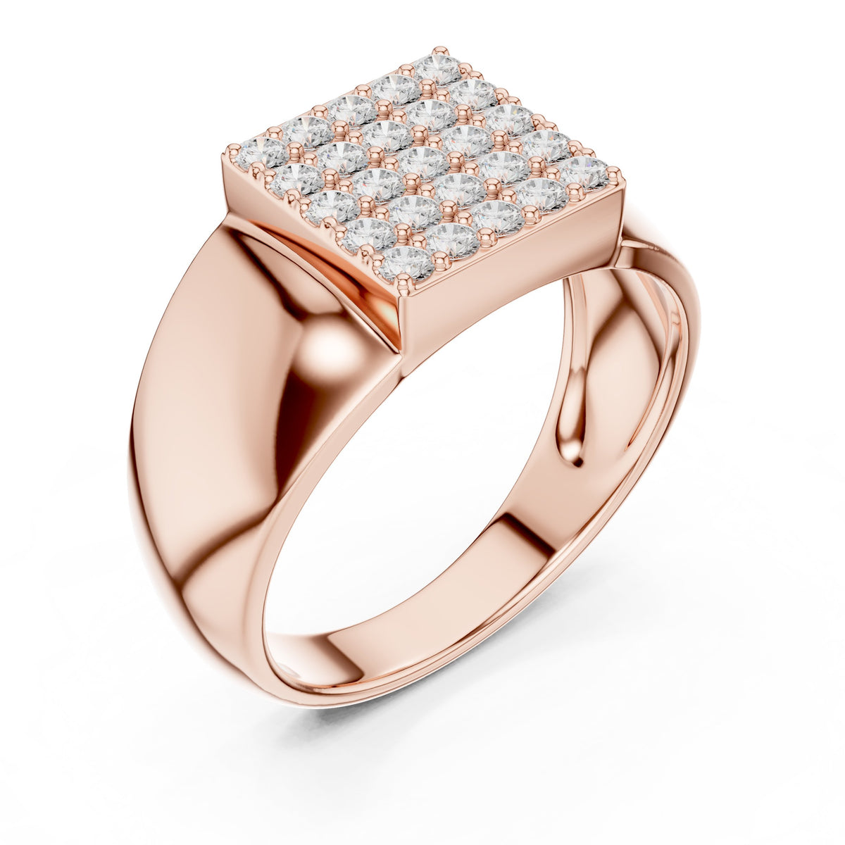 Square Pavé Signet Men's Ring in Rose Gold - VYKA Diamonds