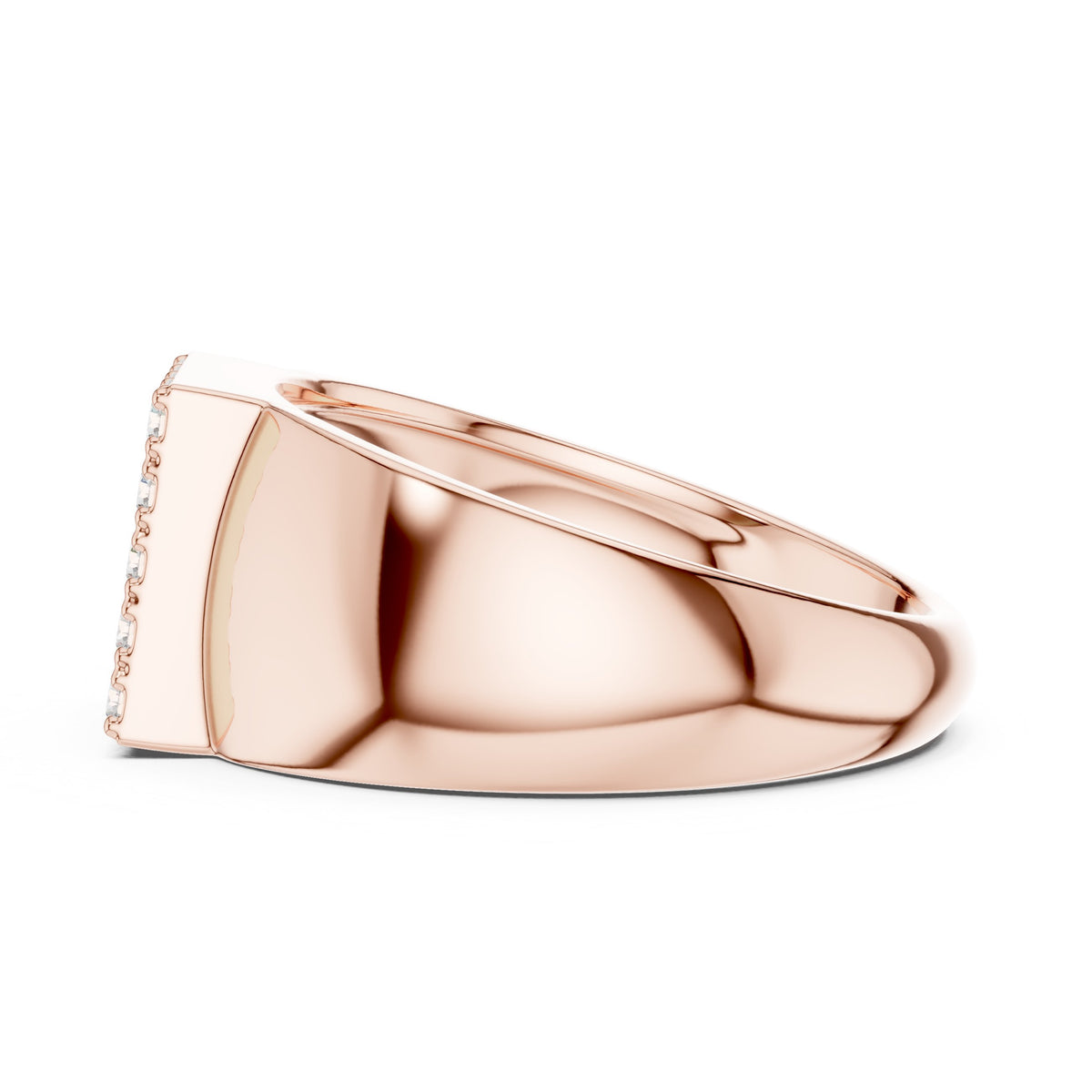 Square Pavé Signet Men's Ring in Rose Gold - VYKA Diamonds