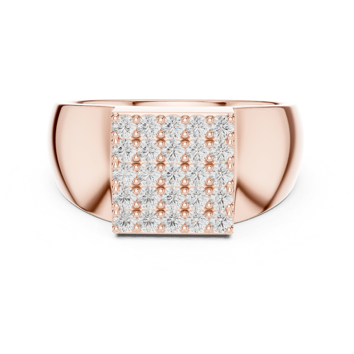 Square Pavé Signet Men's Ring