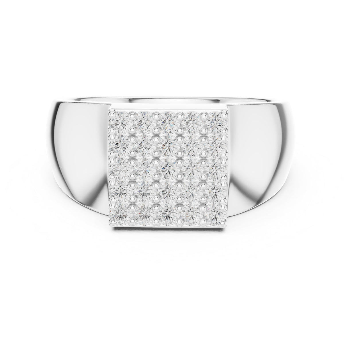 Square Pavé Signet Men's Ring