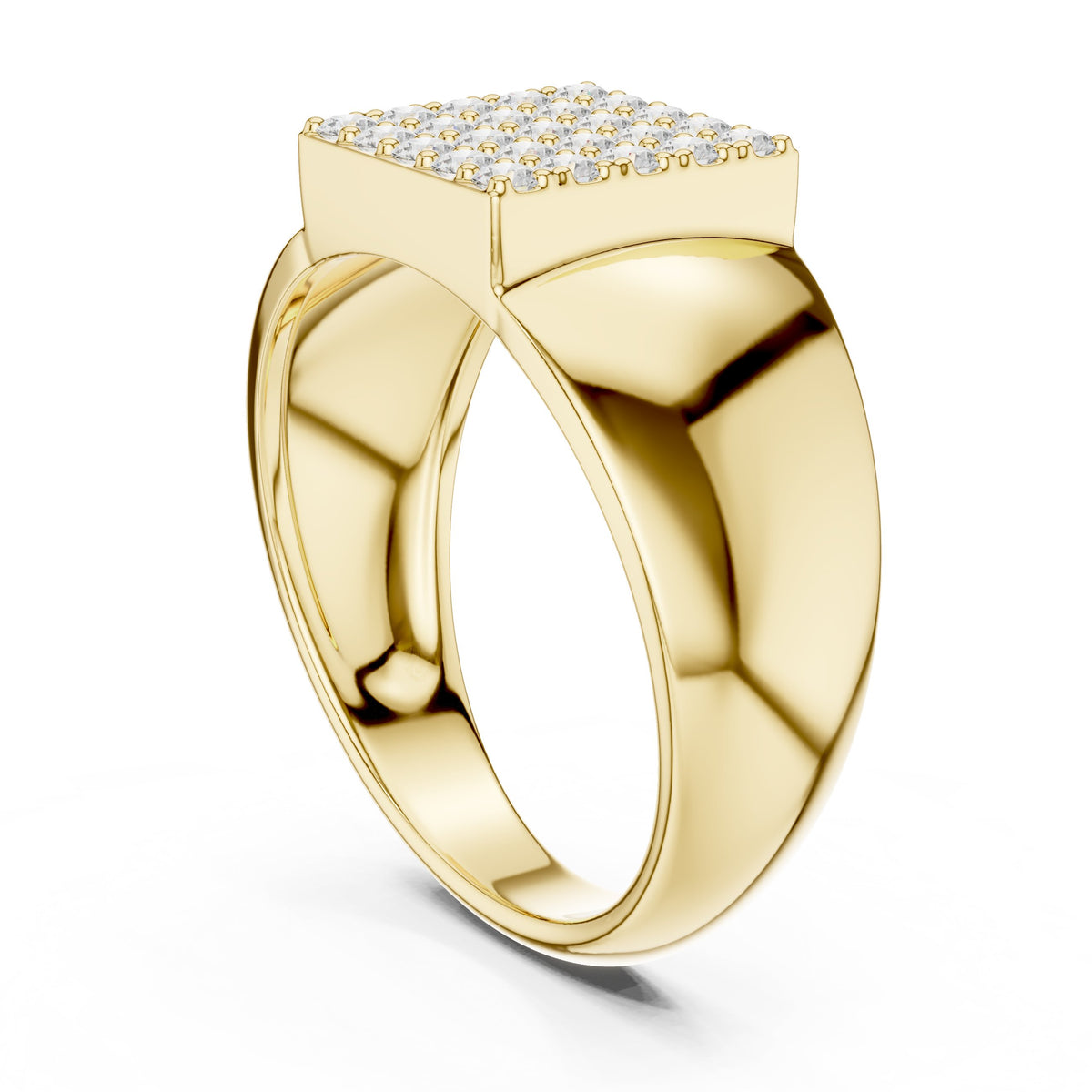 Square Pavé Signet Men's Ring