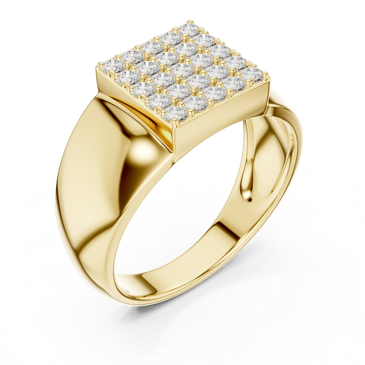 Square Pavé Signet Men's Ring in Yellow Gold - VYKA Diamonds