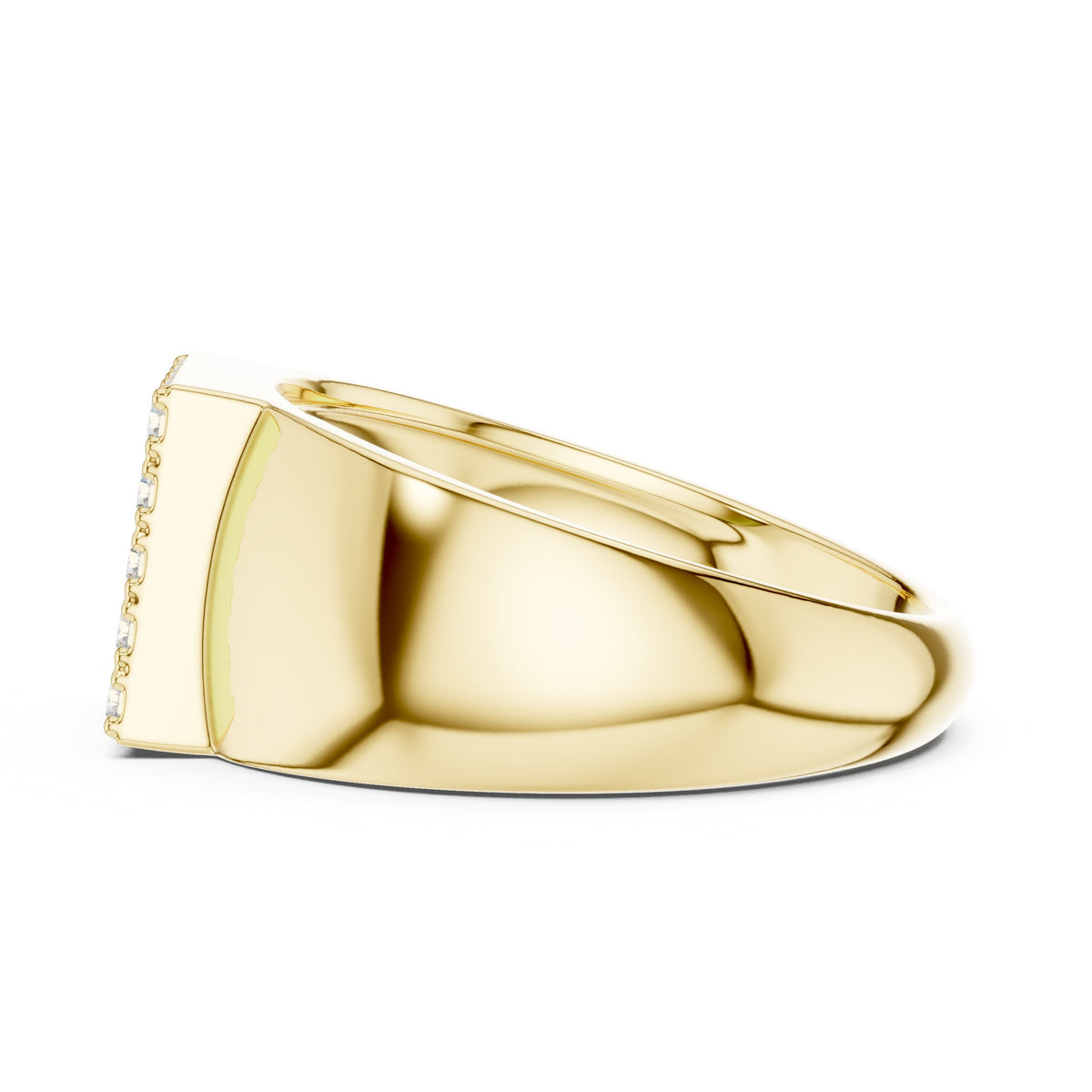 Square Pavé Signet Men's Ring in Yellow Gold - VYKA Diamonds