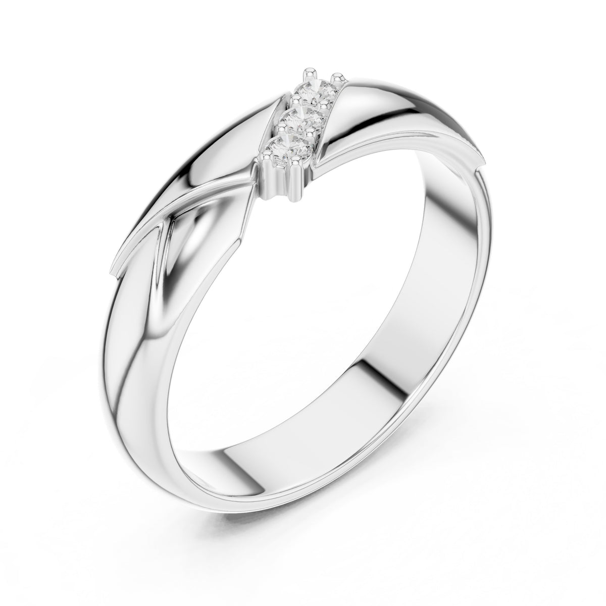 Diagonal Diamond Band in White Gold - VYKA Diamonds