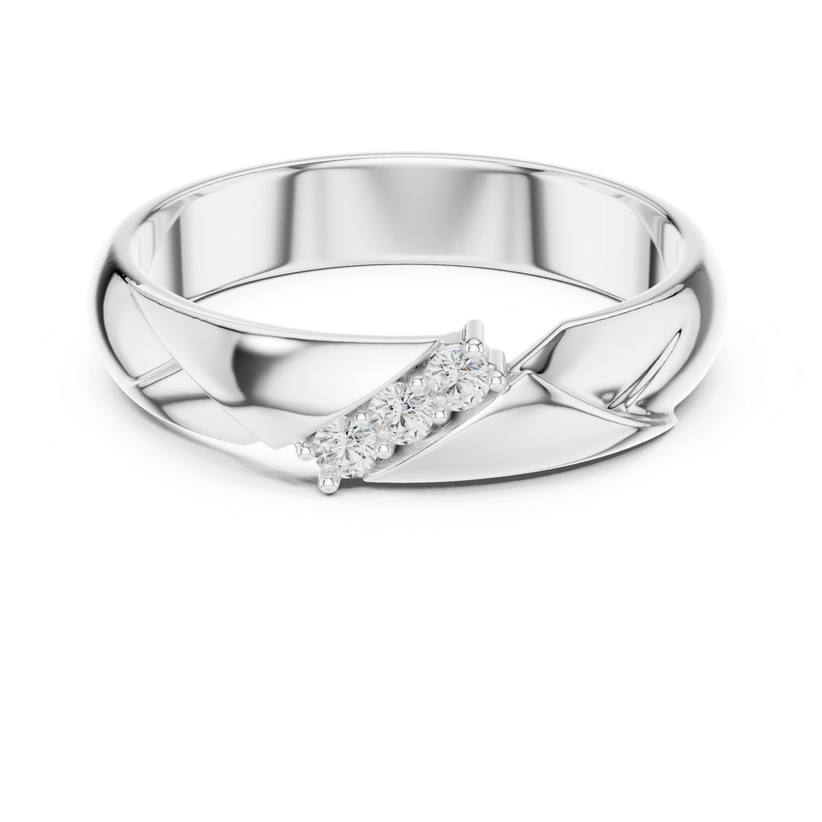 Diagonal Diamond Band in White Gold - VYKA Diamonds