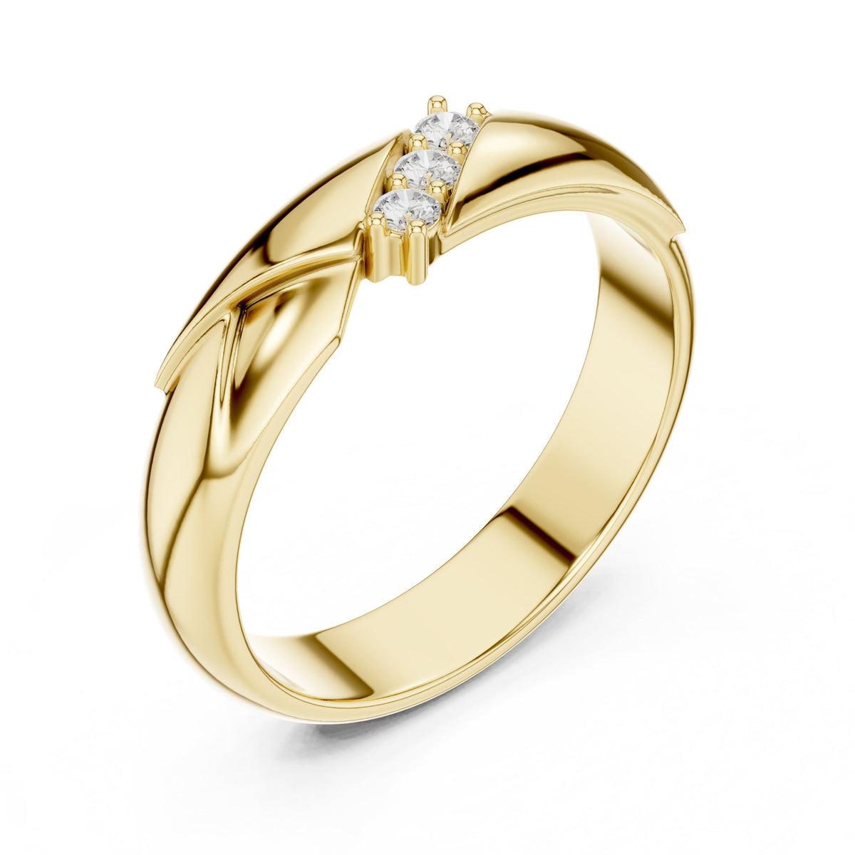 Diagonal Diamond Band in Yellow Gold - VYKA Diamonds