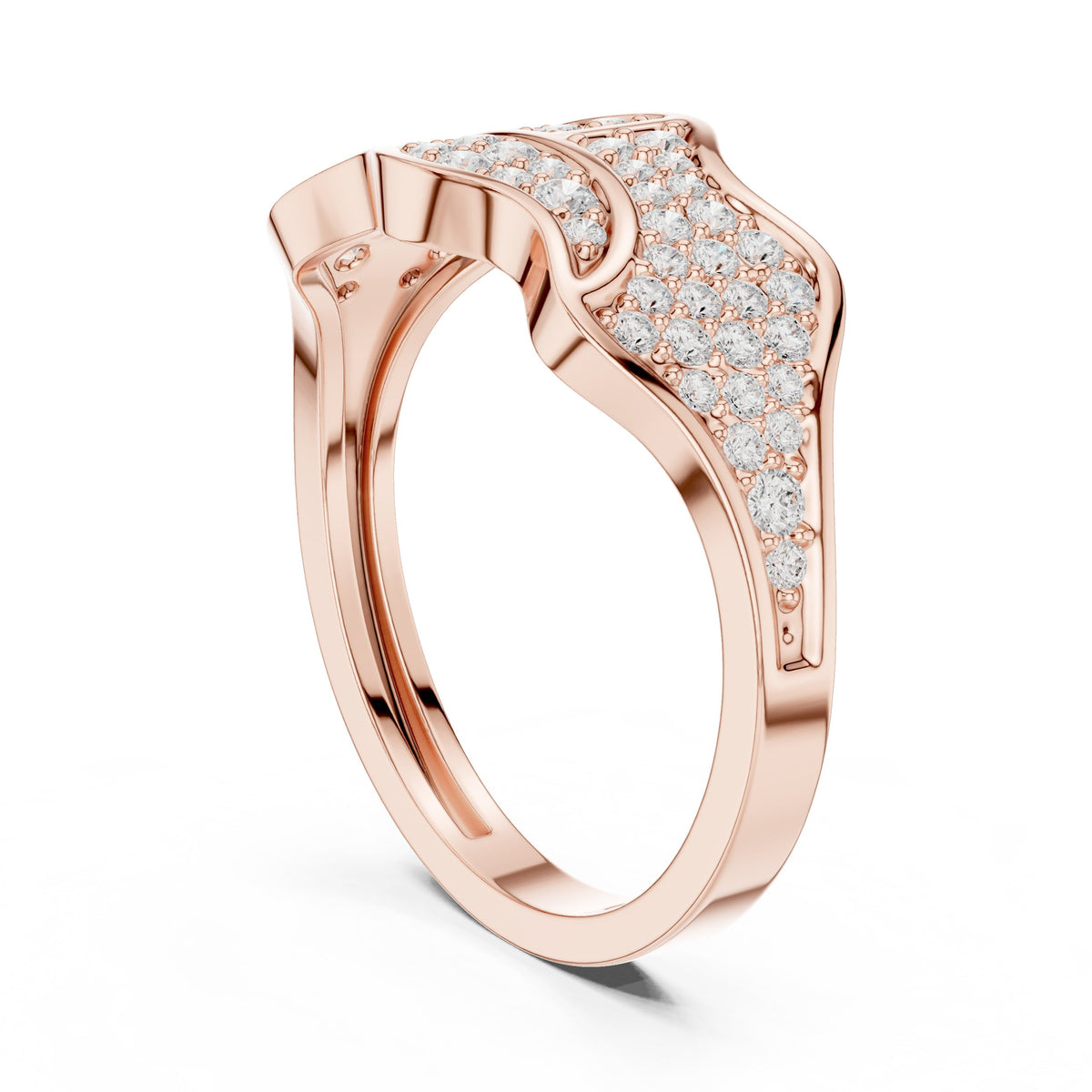 Wave Pavé Men's Diamond Band in Rose Gold - VYKA Diamonds
