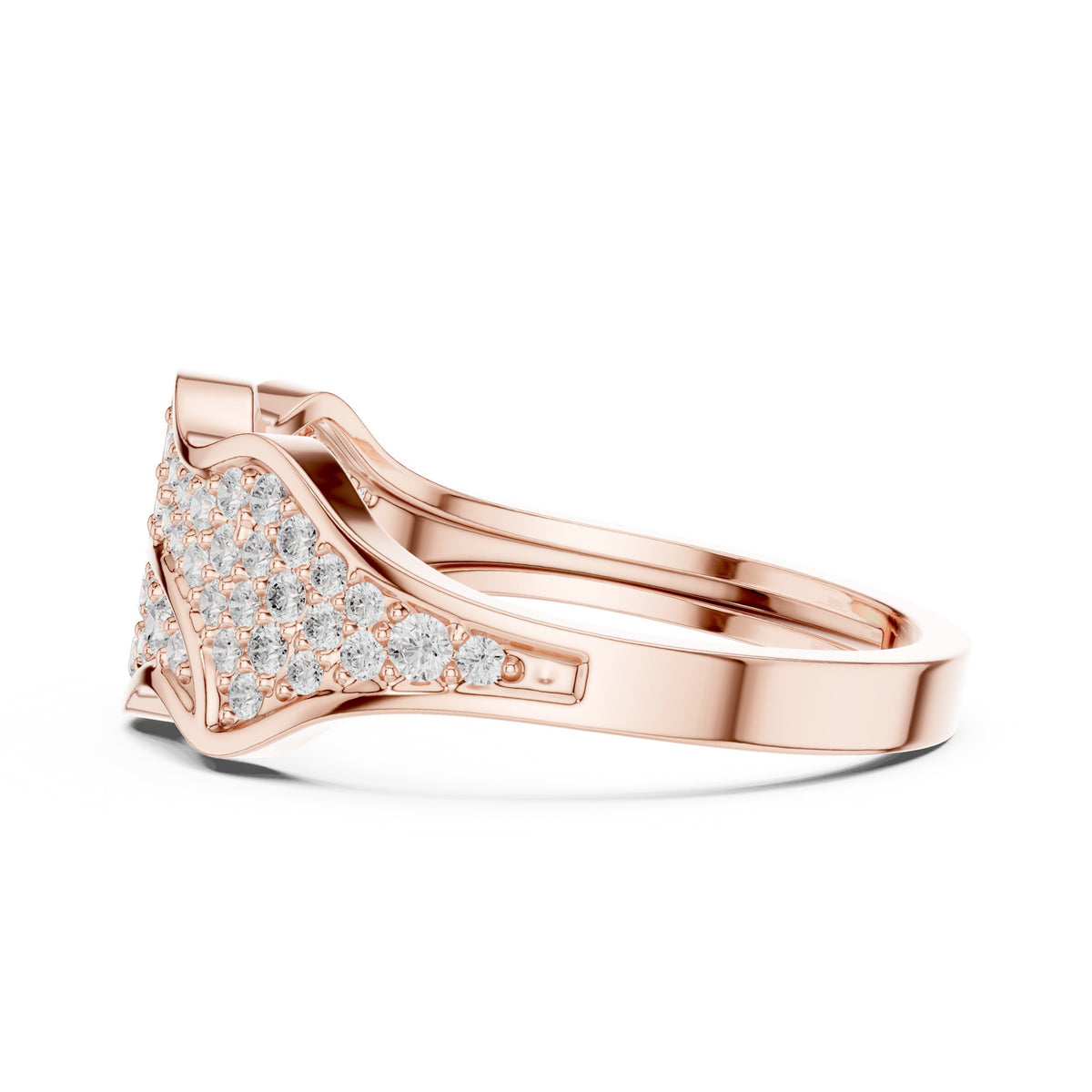 Wave Pavé Men's Diamond Band in Rose Gold - VYKA Diamonds