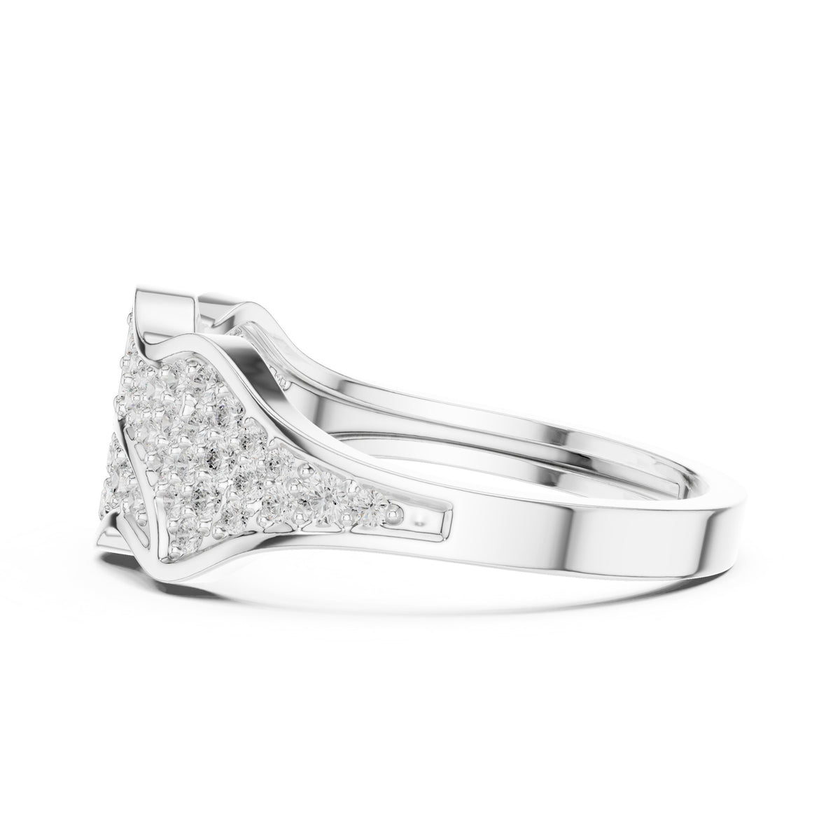 Wave Pavé Men's Diamond Band in White Gold - VYKA Diamonds