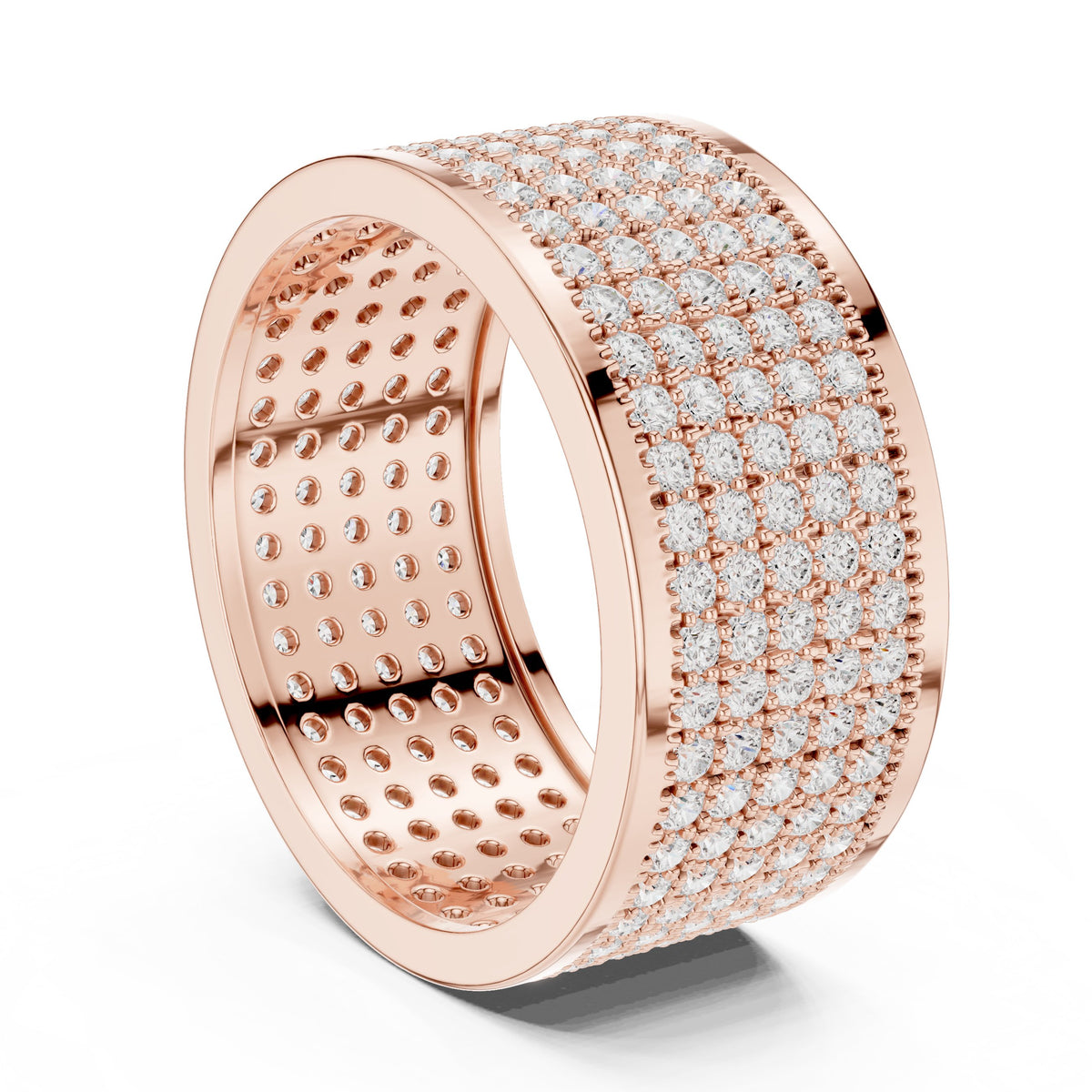 Full Pavé Wide Men's Diamond Band in Rose Gold - VYKA Diamonds