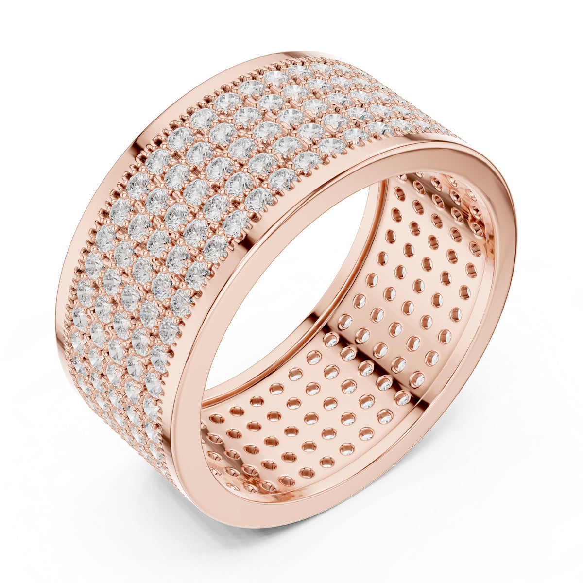 Full Pavé Wide Men's Diamond Band in Rose Gold - VYKA Diamonds